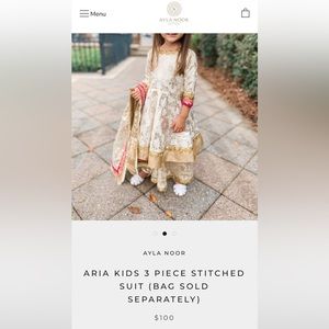 NWT Pakistani 3pc suit for girls Ayla Noor 3-4 years old